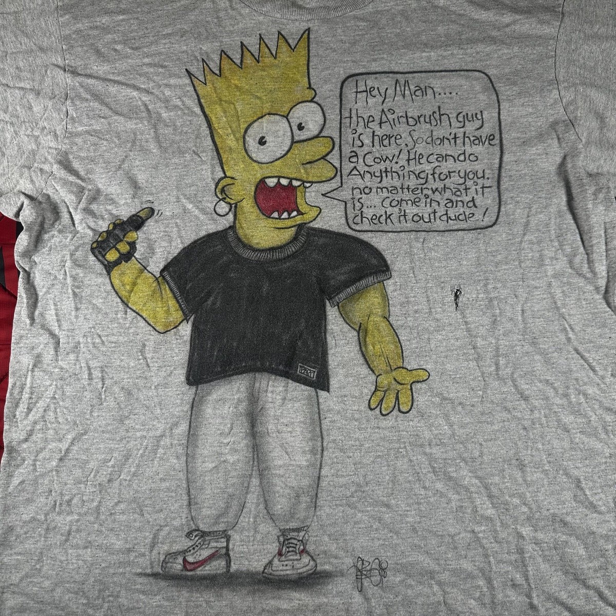 Vintage 90's Airbrush Bart Simpson T-Shirt Size XL Fruit Of The