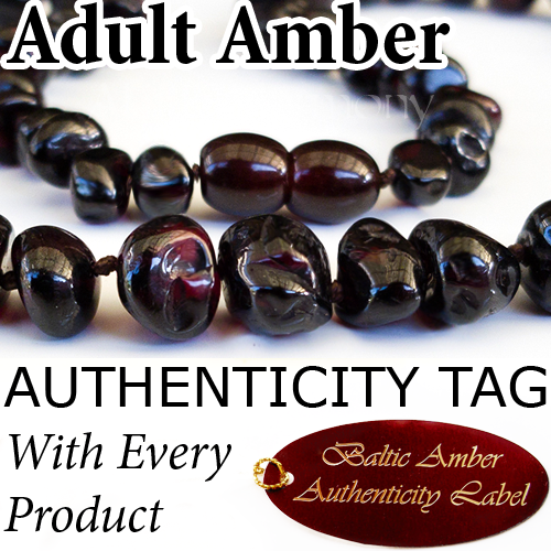 RARE CRIMSON BLACK Certified Baltic Amber ADULT NECKLACE Natural Health - Picture 1 of 2