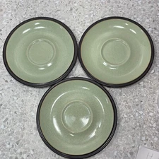Denby Energy England Salad Plates Lot of 3 Charcoal Celadon Green Stoneware 7.25
