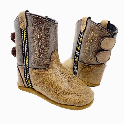 Old West Brown Infant Boys Western Cowboy Boots Poppet Boots