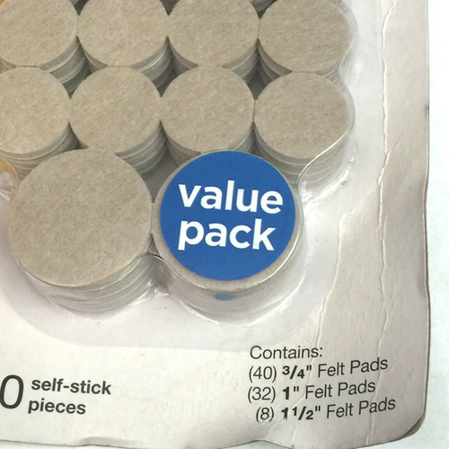 80PC SOFTTOUCH FELT PAD SELF STICK BEIGE ROUND PREMIUM DURABLE 3/4" 1" 1-1/2" - Picture 4 of 9