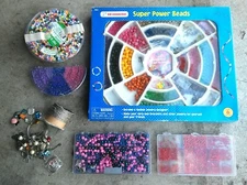 RARE - ASSORTED BEADS AND JEWELRY MAKING SUPPLIES MIXED - PLEASE SEE PICTURES