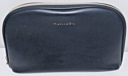 EUC Marula Oil Faux Leather Black Makeup case / zipper carry bag / tote, pockets