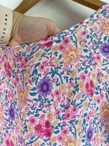 Mombasa Rose Dress Womens Small Pink Floral Sheer Cap Sleeve Buttons Drawstring - Bild 14 von 20