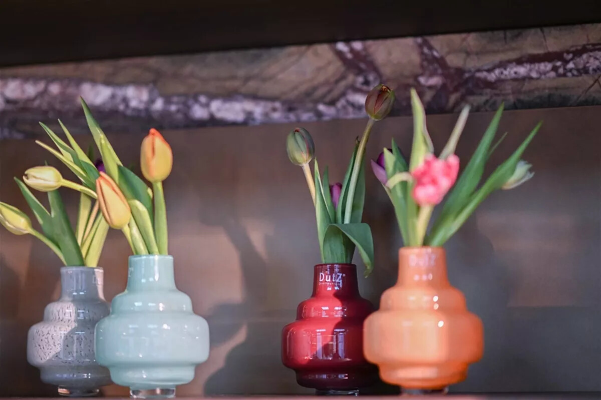 Dutz Vase Masa Olivegreen - Mundgeblasene Glasvase 14cm Für Blumensträuße & Deko