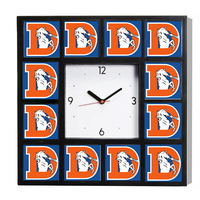 Denver Broncos Retro Big D Logo Team Big Clock with 12 images