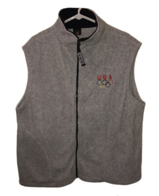 USA Olympics Gray Sleeveless Fleece Vest Jacket Full Zipper Mens Size 2XL NWOT