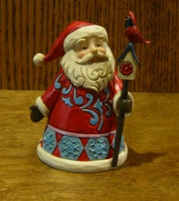 Jim Shore Heartwood Creek Minis #6009010  SANTA w/ CARDINAL & BIRDHOUSE 4" NIB