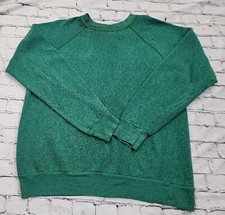 Vtg 80s Teal Blank Fruit Of The Loom Crewneck Pullover Sweatshirt Sz L Grunge