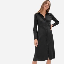 Everlane The Luxe Cotton Shirtdress Sz S Black