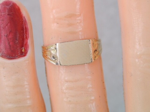 VINTAGE ART DECO 10K GOLD SIGNET RING NO MONO sz 3 - Photo 5 sur 7