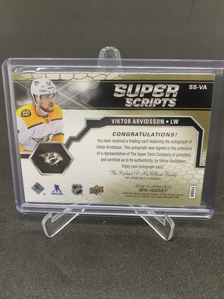 2018-19 UPPER DECK SPX SUPER SCRIPTS AUTO VIKTOR ARVIDSSON #SS-VA - Image 2 of 2