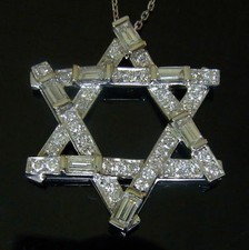 2.5ct Diamond 14k White Rose or Yellow Gold Pendant Star of David Magen David