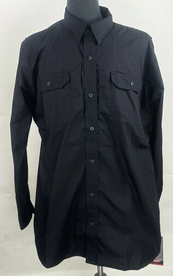 Camisa de Vestir TruSpec Manga Larga Ligera Poliéster/Algodón RipStop | XL-Larga Negra Foto 3 de 4
