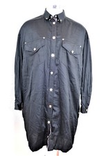 VERSACE JEANS Unisex Black Button Long Sleeve Top Blouse Mini Dress Small 4 5 6 
