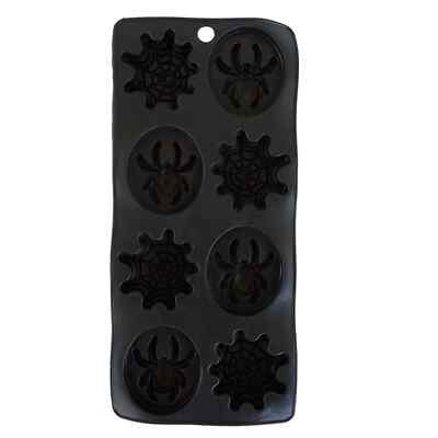Halloween Spider & Web Silicone Mold Tray For Baking Candy Soap Wax 8 Cavities