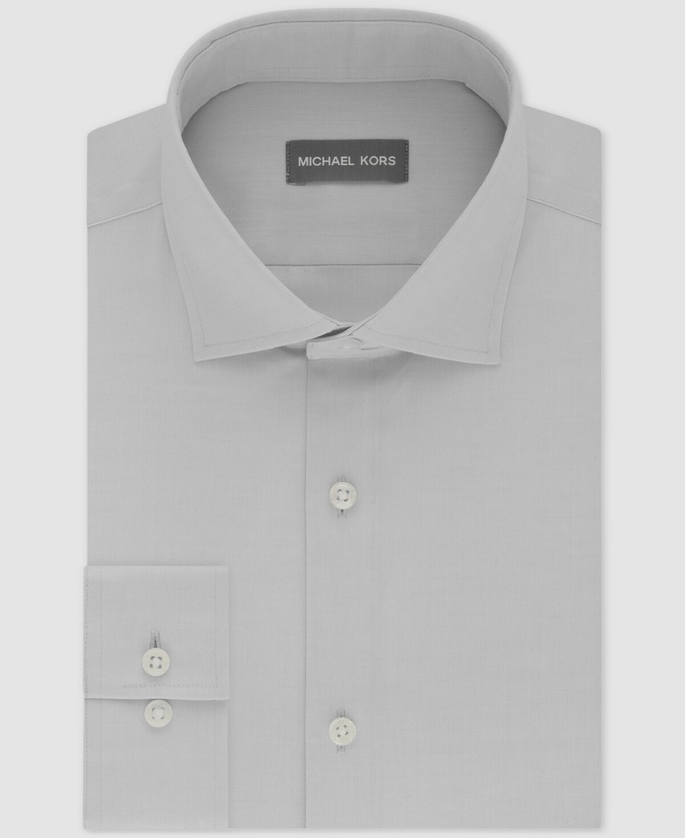 michael kors men's slim fit dress shirt Michael Kors Mens Navy Printed Point Collar Slim Fit Dress Shirt L