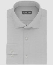  70 Michael Kors Men Slim-Fit Gray Performance Stretch Dress Shirt Size 15 34/35