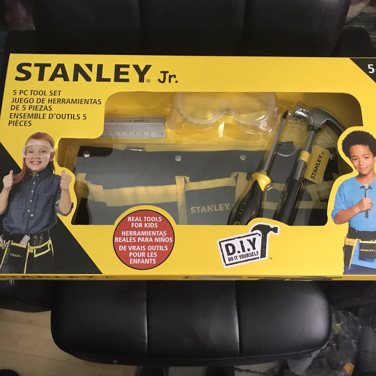 NEW Stanley Jr. 5 Piece Tool Set & Toolbox - Real Tools for Kids