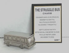 Ganz "The STRUGGLE BUS" Charm/Token Figurine +Poem Card 1 1/2"Long