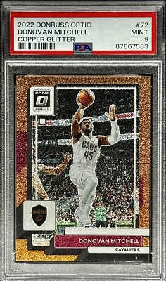 Donovan Mitchell PSA 9 - 2022 Optic #72 COPPER GLITTER /99 - Cleveland Cavaliers