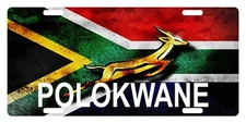 South Africa Flag License Plate African Springbok Emblem POLOKWANE