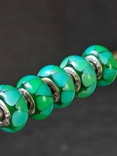 Beads Lot of 5 Green Murano Glass Beads Charm 790636 Style