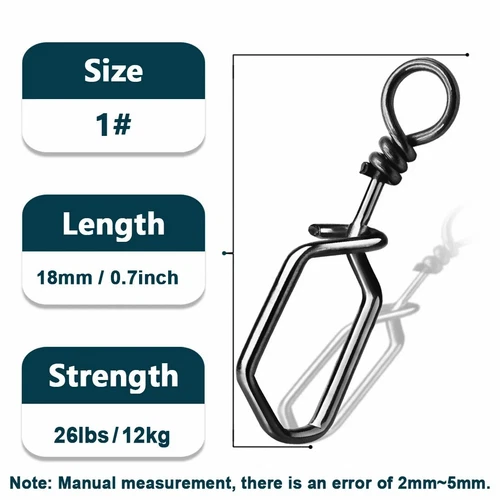 50~200Pcs Stainless Steel Coast Lock Snaps Square Fishing Clips Snap Connector - Picture 23 of 29
