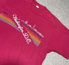 Vintage Washington DC M T-Shirt Pink Single Stitch Tee Screen Stars Best Silco