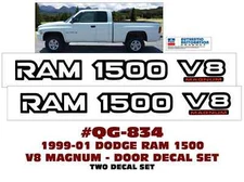 QG-834 1999 2000 2001 DODGE - RAM 1500 V8 MAGNUM - DOOR DECAL SET - LICENSED
