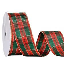 Christmas Gingham Ribbon 1 1/2 Inch Traditional Tartan Woven Edge Plaid Ribbo...