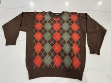 CLAN DOUGLAS Mens Sz XL Crewneck Sweater Argyle 100 Cashmere SCOTLAND MADE