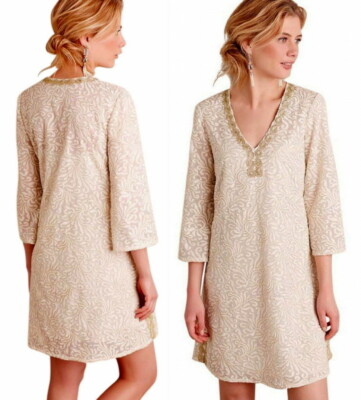 Anthropologie Gilded Empress Tunic Dress Small 2 4 Regal Metallic Shimmer NWT