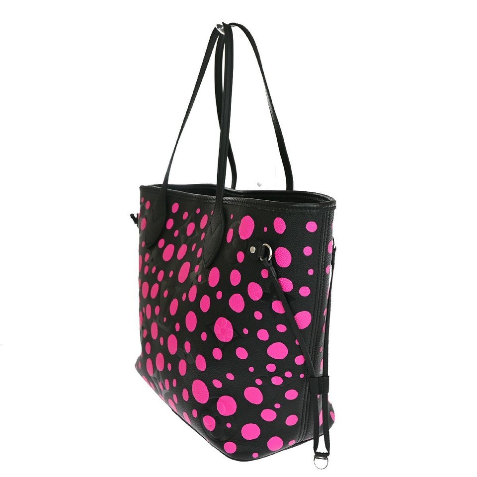 LOUIS VUITTON LV x YK Neverfull MM M46419 noir fuchsia RFID TAG Tote