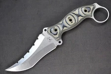 Busse  Custom Triceratops Variant .22" Stonewashed INFI, Black/Tan G10 Handle