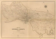 16" x 24" 1901 Map of Henrico County, Virginia Henrico County