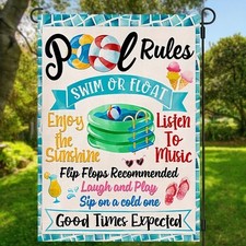 2D Flat,Tin Metal Signs Home D cor 8x12 Inch Aluminum Summer Pool Rules Double
