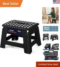 9 Inch Folding Step Stool, 300 Lbs Capacity Non-Slip Plastic Step Stool with ...