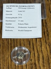 Gold Coin. 0.5 G .585 14ct. Windsor Mint. World Champions Argentina