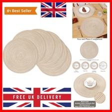 38cm Round Placemats Set of 6 Braided Woven Place Mats Washbale Table Placema...