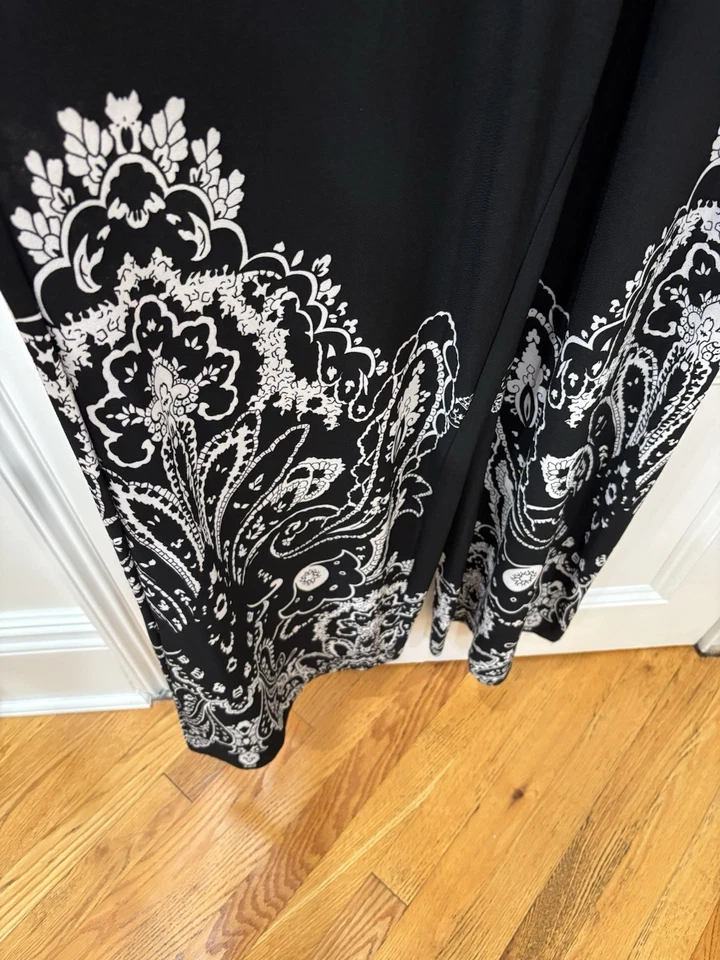 INC International Concepts Black & White Wide Leg Black Jumpsuit M - image 4 of 4