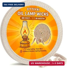 Oil Lamp Wicks, 1/2 Inch x 30 Ft, Flat Cotton Lantern Wick for Oil Lamps