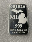 1/2 Troy Oz .999 Fine Silver Michigan State Bar- Federated Mint Read Description