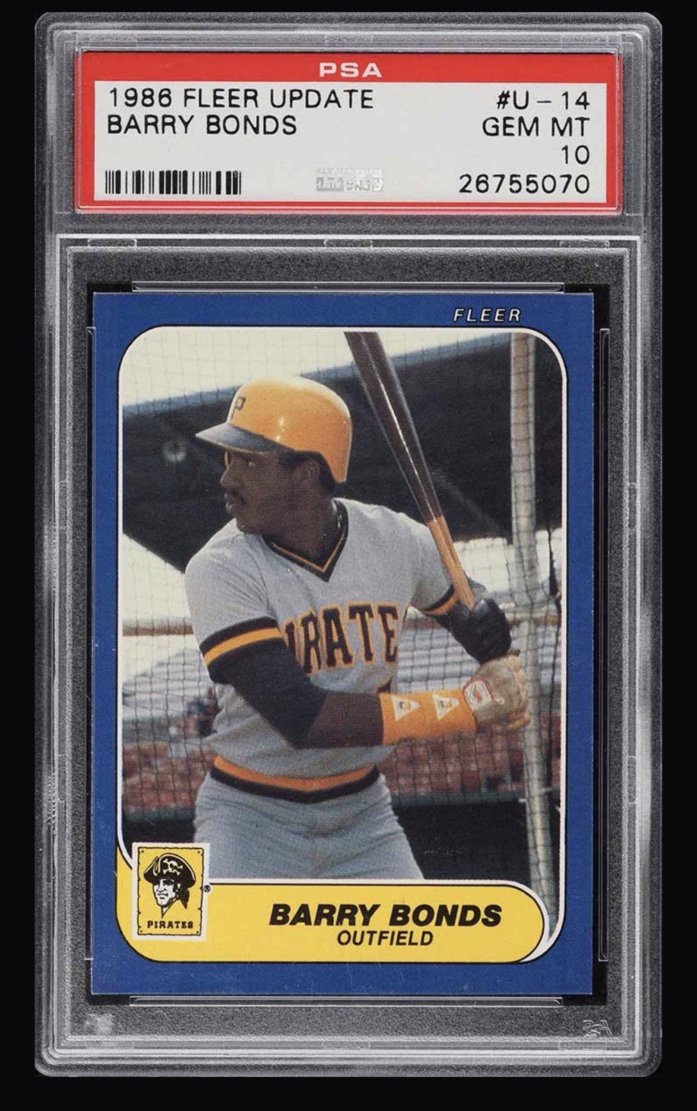 Barry Bonds 1986 Fleer Update #U-14 Rookie Card RC Pirates PSA 10 GEM MINT