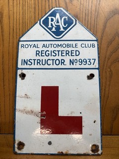 Seltener Vintage um 1950/60er Jahre RAC Instructor Emaille "L" Teller Nr.9937