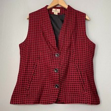 Gilet Woolrich taglia grande rosso nero lana inglese campagna Gingham Prairie