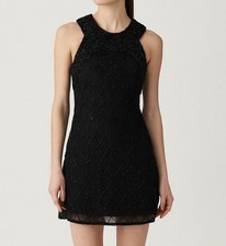 Vintage Scala Black Silk Beaded Sequin Evening Party Formal Dress Sz PXL