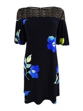 Lauren by Ralph Lauren Women's Lace-Trim Floral-Print Dress