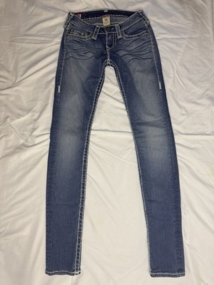 True Religion Stella Super T Womens Skinny Jeans 26 Low Rise Made In USA Y2K