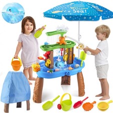 Water Table for Toddlers 3-5 with Umbrella Outdoor Toys for Kids Ages 4-8 Kid...